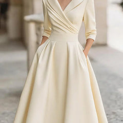 Rosalie | Elegante vestido midi de manga larga