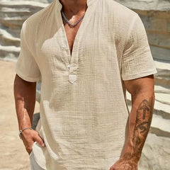 Luis | Camisa elegante de verano con cuello mao