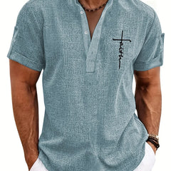Dante | Camisa elegante de manga corta y cuello alto