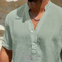 Luis | Camisa elegante de verano con cuello mao