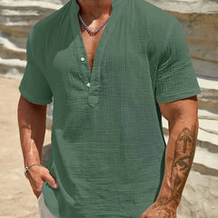 Luis | Camisa elegante de verano con cuello mao
