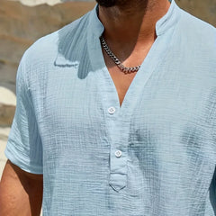 Luis | Camisa elegante de verano con cuello mao