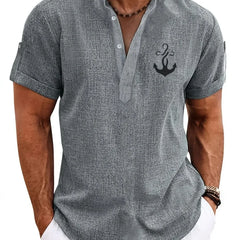 Dante | Camisa elegante de manga corta y cuello alto