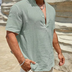 Luis | Camisa elegante de verano con cuello mao