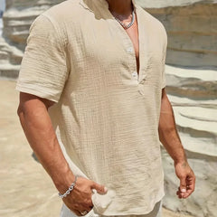 Luis | Camisa elegante de verano con cuello mao