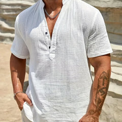 Luis | Camisa elegante de verano con cuello mao