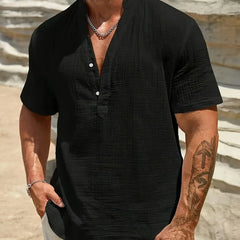 Luis | Camisa elegante de verano con cuello mao