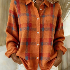 Victoria | Suéter Retro de Cuadros con Contraste Casual