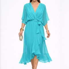 Monica - Vestido de chiffon con escote en V