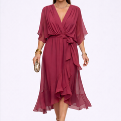 Monica - Vestido de chiffon con escote en V