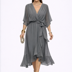 Monica - Vestido de chiffon con escote en V