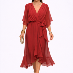 Monica - Vestido de chiffon con escote en V
