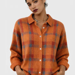 Victoria | Suéter Retro de Cuadros con Contraste Casual