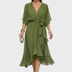 Monica - Vestido de chiffon con escote en V