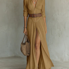 Lunara | Vestido Maxi Elegante con Cuello