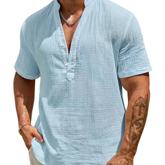 Luis | Camisa elegante de verano con cuello mao