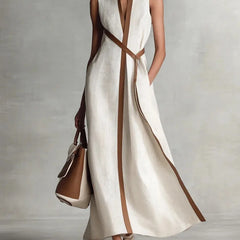 Valeria | Vestido Maxi Mujer Cuello v Rayas