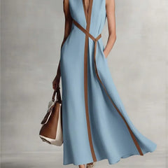 Valeria | Vestido Maxi Mujer Cuello v Rayas
