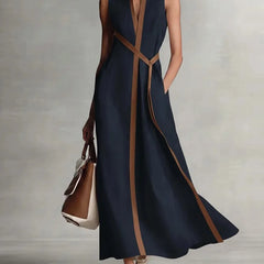 Valeria | Vestido Maxi Mujer Cuello v Rayas