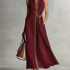 Valeria | Vestido Maxi Mujer Cuello v Rayas