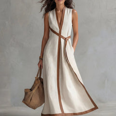 Valeria | Vestido Maxi Mujer Cuello v Rayas