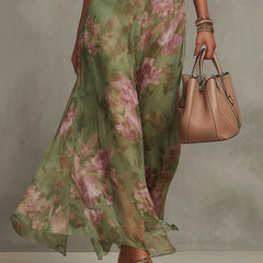 Livia - Vestido maxi halter floral elegante
