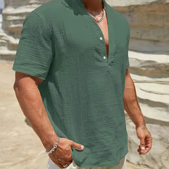 Luis | Camisa elegante de verano con cuello mao