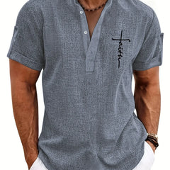 Dante | Camisa elegante de manga corta y cuello alto