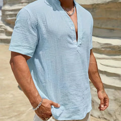 Luis | Camisa elegante de verano con cuello mao