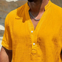 Luis | Camisa elegante de verano con cuello mao