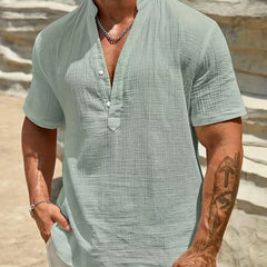 Luis | Camisa elegante de verano con cuello mao