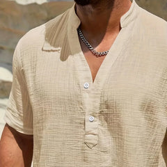 Luis | Camisa elegante de verano con cuello mao