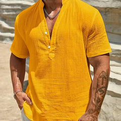 Luis | Camisa elegante de verano con cuello mao
